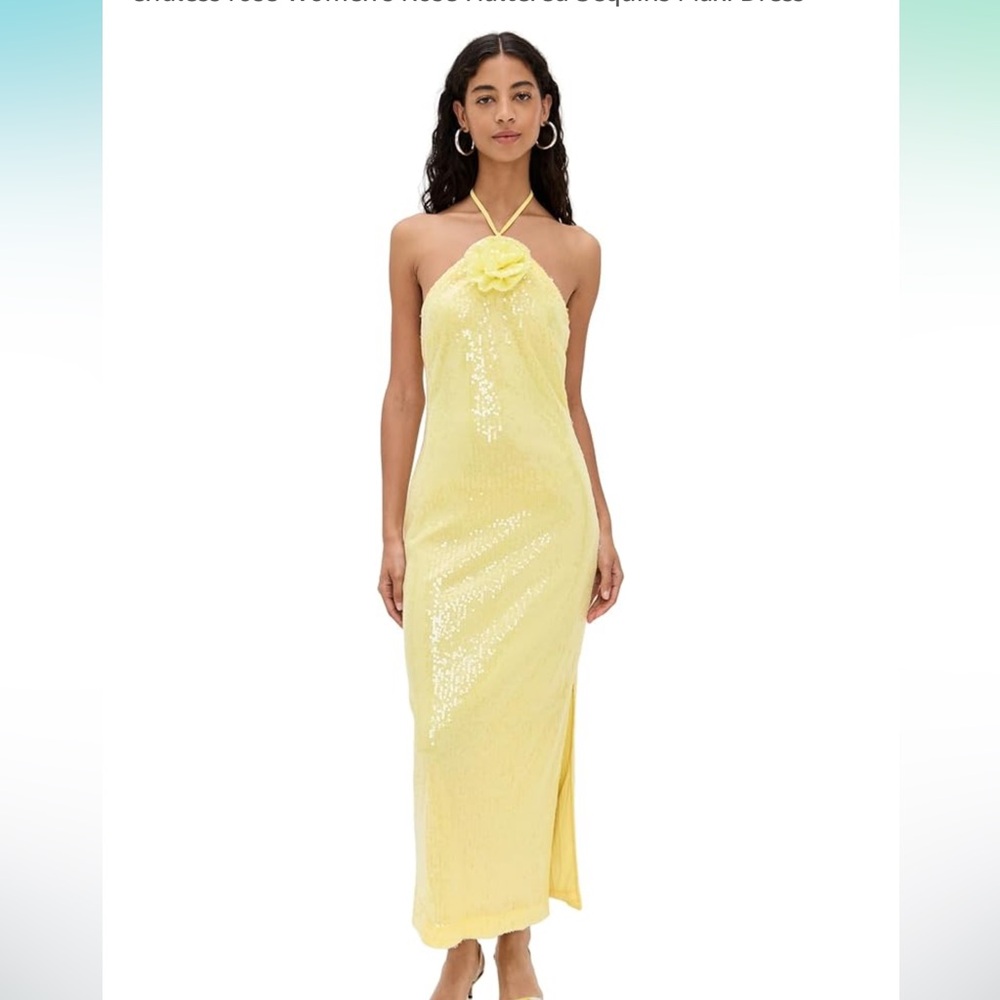 Rose haltered sequin maxi dress